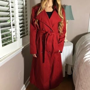 Deifik Luxe Fall Red Rust Trench Rain Coat